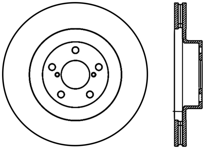 Subaru Baja Brake Rotor (1) - Front Left - Stoptech - Slotted & Drilled - Black E-Coated - `03-`06