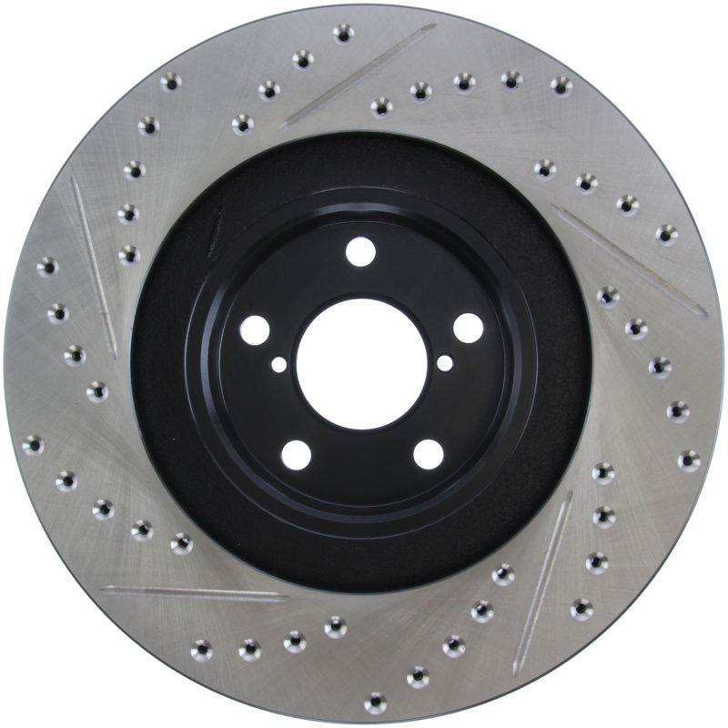 Subaru Baja Brake Rotor (1) - Front Left - Stoptech - Slotted & Drilled - Black E-Coated - `03-`06