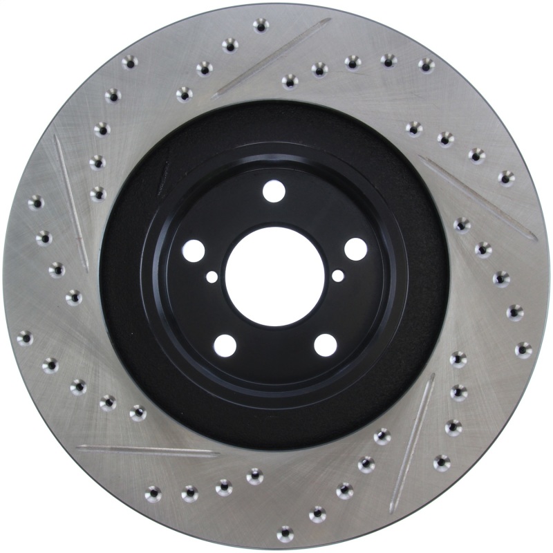 Subaru Baja Brake Rotor (1) - Front Left - Stoptech - Slotted & Drilled - Black E-Coated - `03-`06