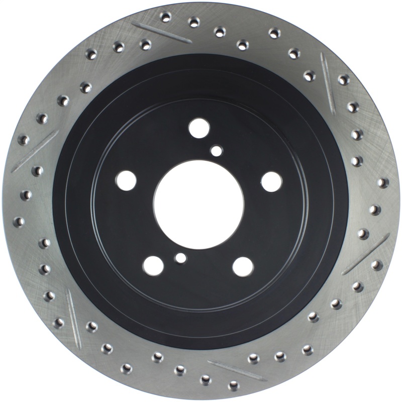 Subaru Impreza Brake Rotor (1) - Rear Left - Stoptech - Drilled/Slotted Sport Rotors - Black - `06-`07