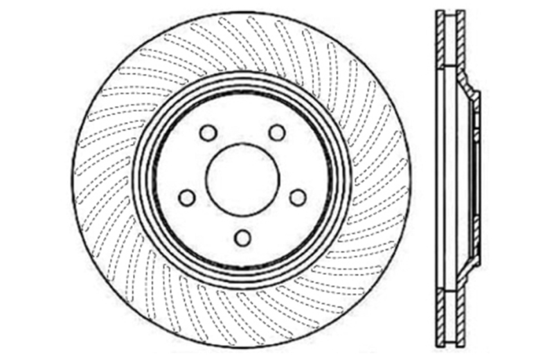 Ford Mustang Brake Rotor (1) - Front Right - Stoptech - Slotted & Drilled Sport - Black - `94-`04