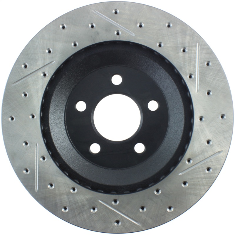 Ford Mustang Brake Rotor (1) - Front Right - Stoptech - Slotted & Drilled Sport - Black - `94-`04