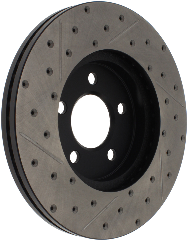 Ford Crown Victoria Brake Rotor (1) - Front Left - Stoptech - Sport Drilled & Slotted - Black - `03-`11