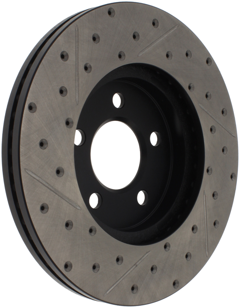 Ford Crown Victoria Brake Rotor (1) - Front Right - Stoptech - Sport Drilled & Slotted - Black - `03-`11