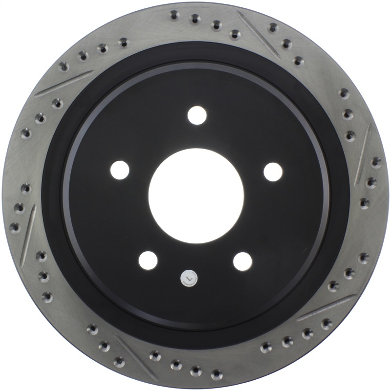 Cadillac XLR Brake Rotor (1) - Rear Left - Stoptech - Sport Drilled & Slotted - Black - `04-`09 Cadillac XLR Brake Rotor (1) - Rear Left - Stoptech - Sport Drilled & Slotted - Black - `04-`09