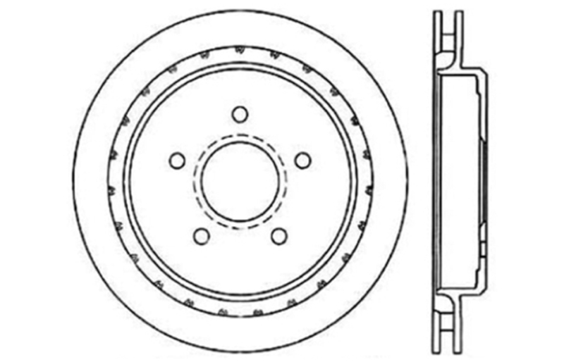 Cadillac XLR Brake Rotor (1) - Rear Left - Stoptech - Sport Drilled & Slotted - Black - `04-`09