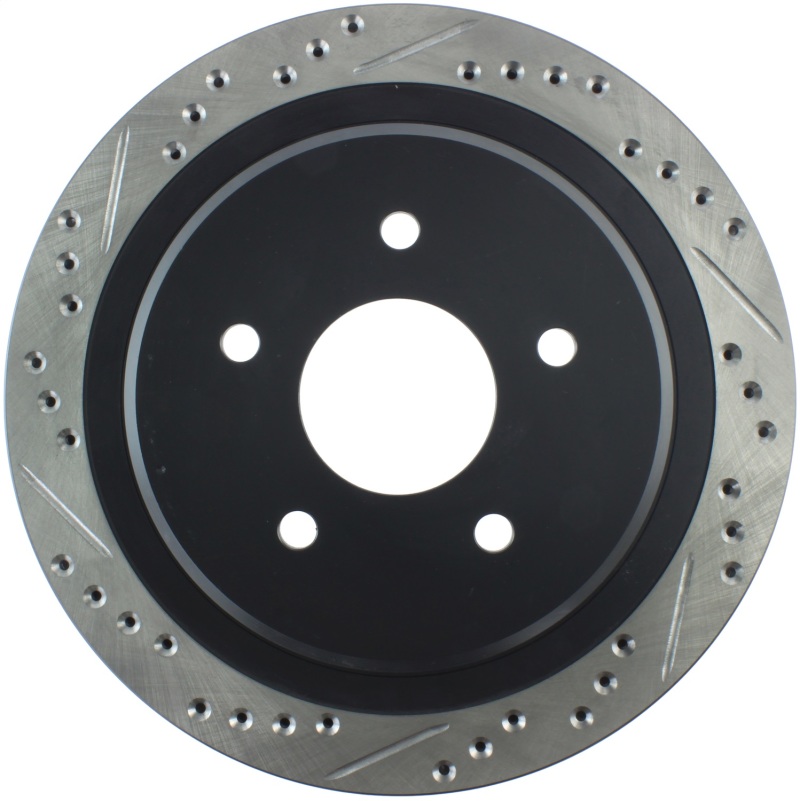 Cadillac XLR Brake Rotor (1) - Rear Right - Stoptech - Slotted & Drilled - Black - `04-`09 Cadillac XLR Brake Rotor (1) - Rear Right - Stoptech - Slotted & Drilled - Black - `04-`09