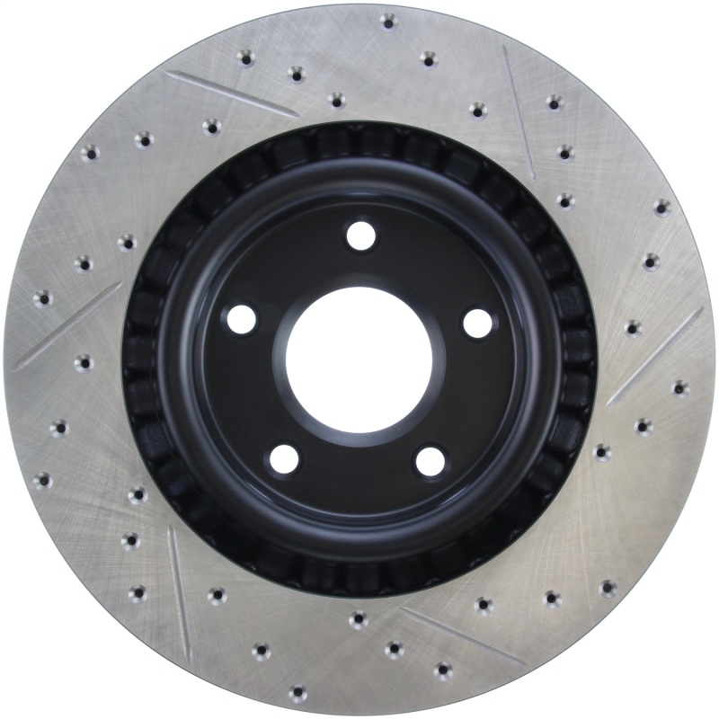 Cadillac XLR Brake Rotor (1) - Front Right - Stoptech - Drilled & Slotted - Black - `05-`07