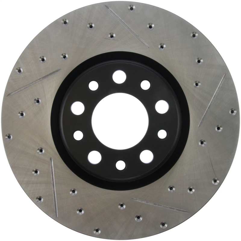 Jeep CUV Brake Rotor (1) - Front Left - Stoptech - Drilled/Slotted - Black - `17-`18 Jeep CUV Brake Rotor (1) - Front Left - Stoptech - Drilled/Slotted - Black - `17-`18