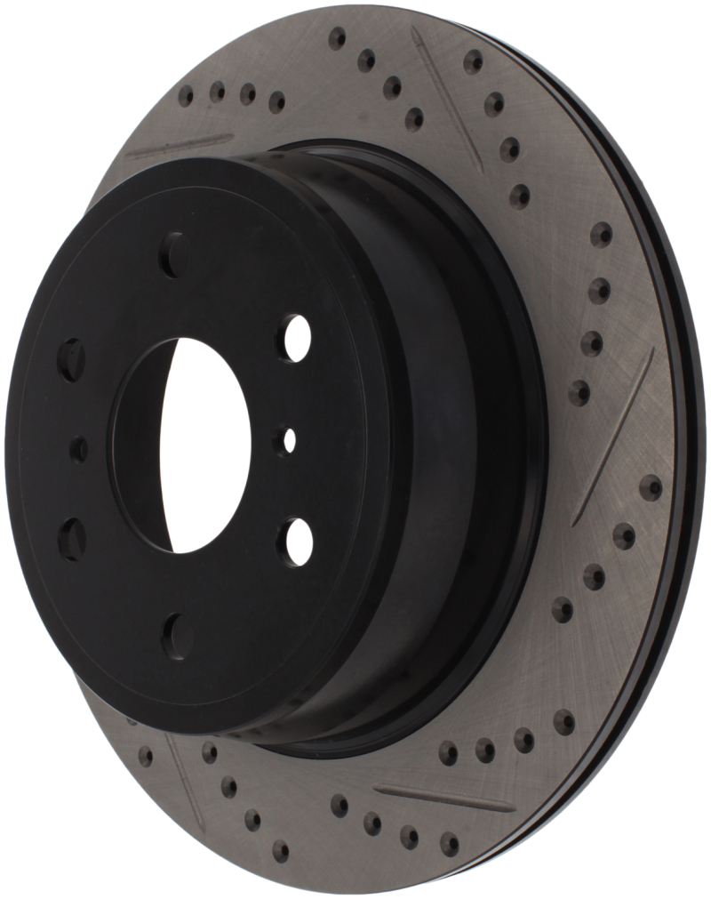 Cadillac Escalade ESV Brake Rotor (1) - Rear Left - Stoptech - Sport Drilled & Slotted, Black E-Coated - Black - `07-`20