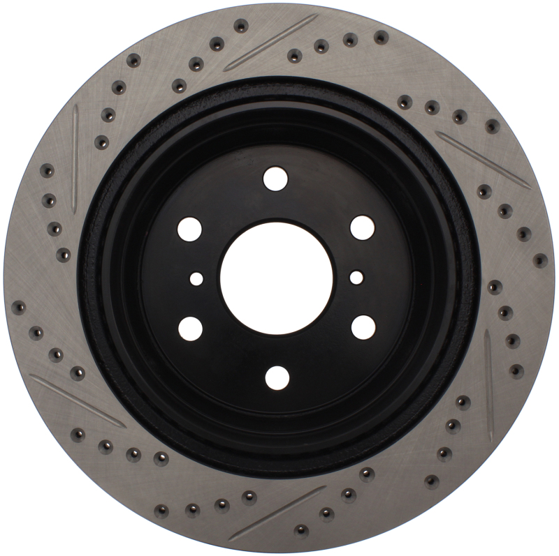 Chevrolet Avalanche Brake Rotor (1) - Rear Left - Stoptech - Sport Drilled & Slotted, Black E-Coated - Black - `07-`13