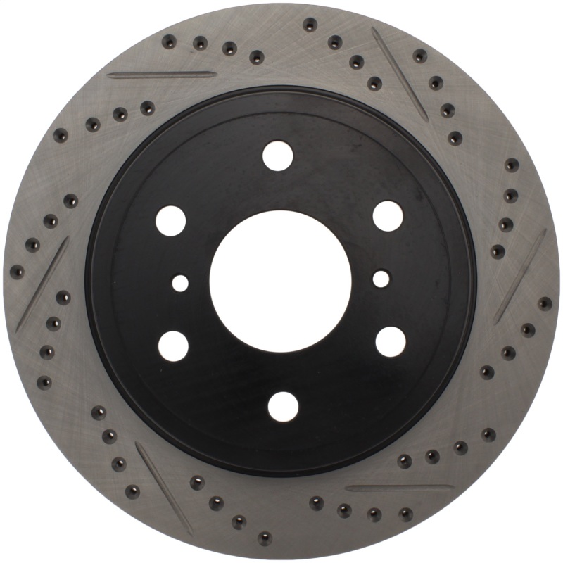 GMC Sierra 1500 Brake Rotor (1) - Rear Left - Stoptech - Sport Drilled & Slotted, Black E-Coated - Black - `07-`19