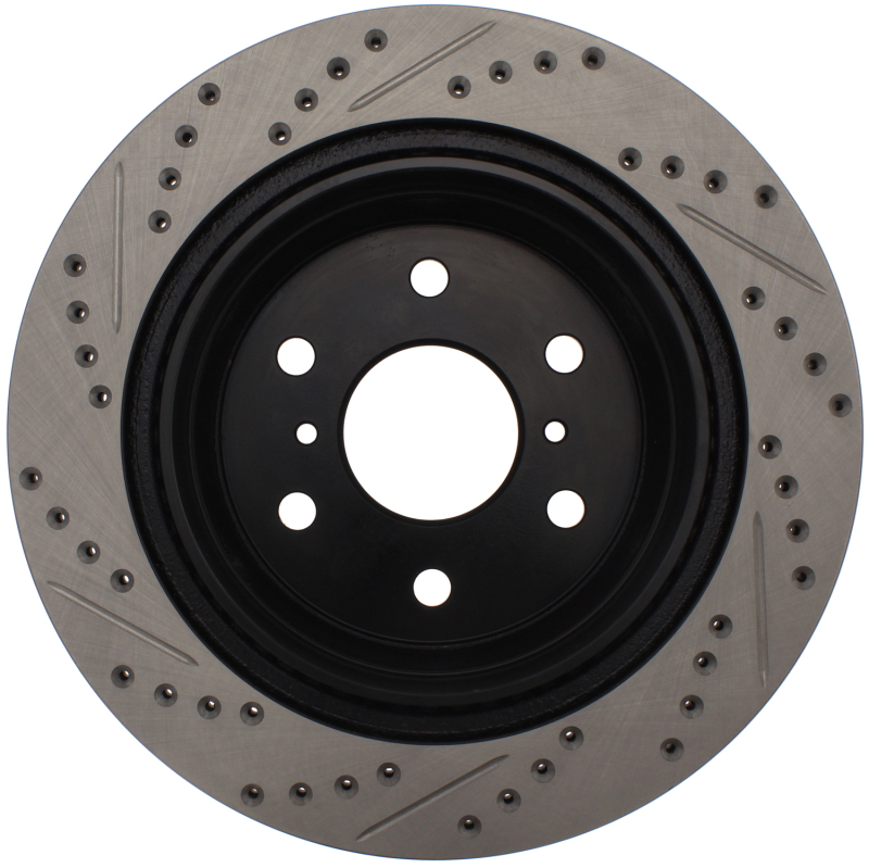 Cadillac Escalade ESV Brake Rotor (1) - Rear Right - Stoptech - Sport Drilled & Slotted - Black E-Coated - `07-`20