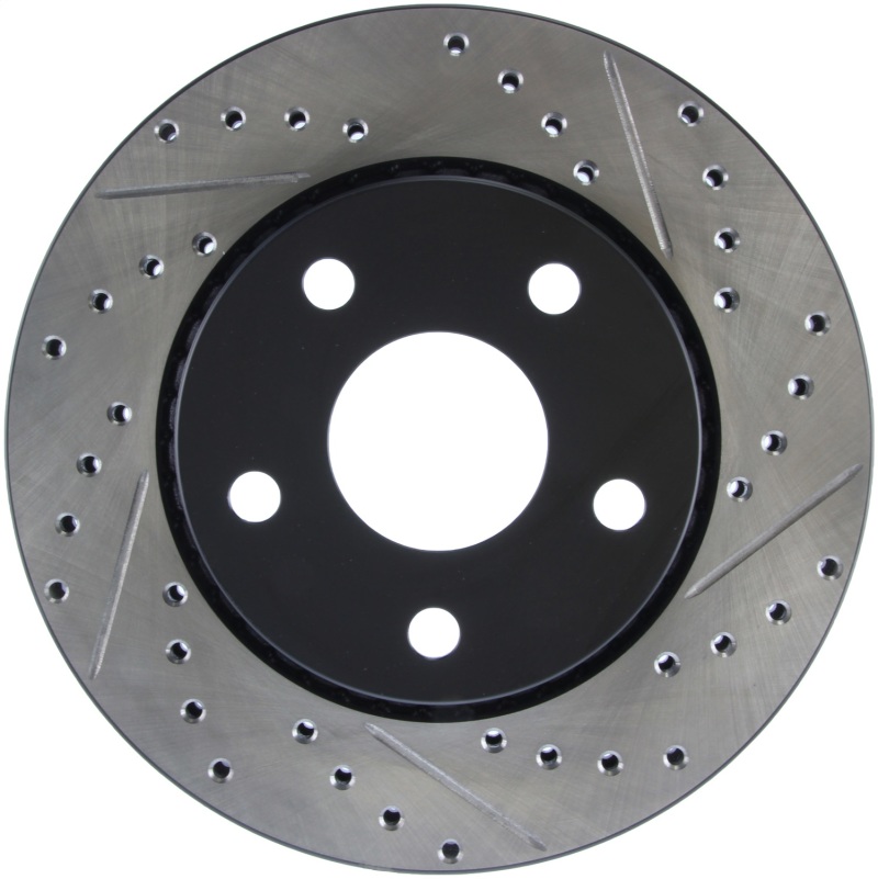 Jeep Wrangler JK Brake Rotor (1) - Front Left - Stoptech - Sport Drilled & Slotted - Black - `07-`18 Jeep Wrangler JK Brake Rotor (1) - Front Left - Stoptech - Sport Drilled & Slotted - Black - `07-`18