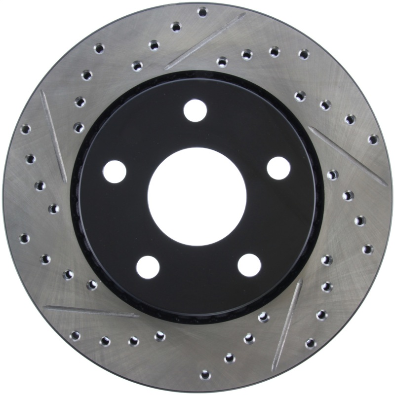 Jeep Wrangler Brake Rotor (1) - Front Right - Stoptech - Sport Drilled & Slotted, Black E-Coated - Black - `07-`13 Jeep Wrangler Brake Rotor (1) - Front Right - Stoptech - Sport Drilled & Slotted, Black E-Coated - Black - `07-`13