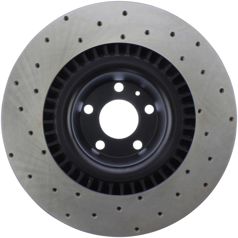 Audi S8 Brake Rotor (1) - Front Left - Stoptech - Drilled Sport - Black - `07-`09