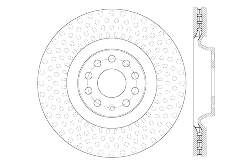 Audi A3 Brake Rotor (1) - Front Right - Stoptech - Drilled/Slotted Sport - Black - 2014 Audi A3 Brake Rotor (1) - Front Right - Stoptech - Drilled/Slotted Sport - Black - 2014