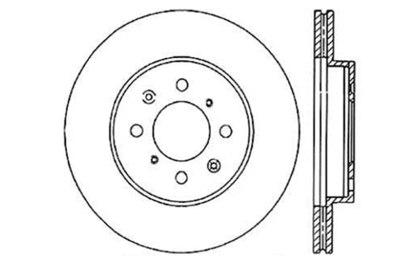 Honda City Brake Rotor (1) - Front Right - Stoptech - Drilled Sport - Black - `10-`14