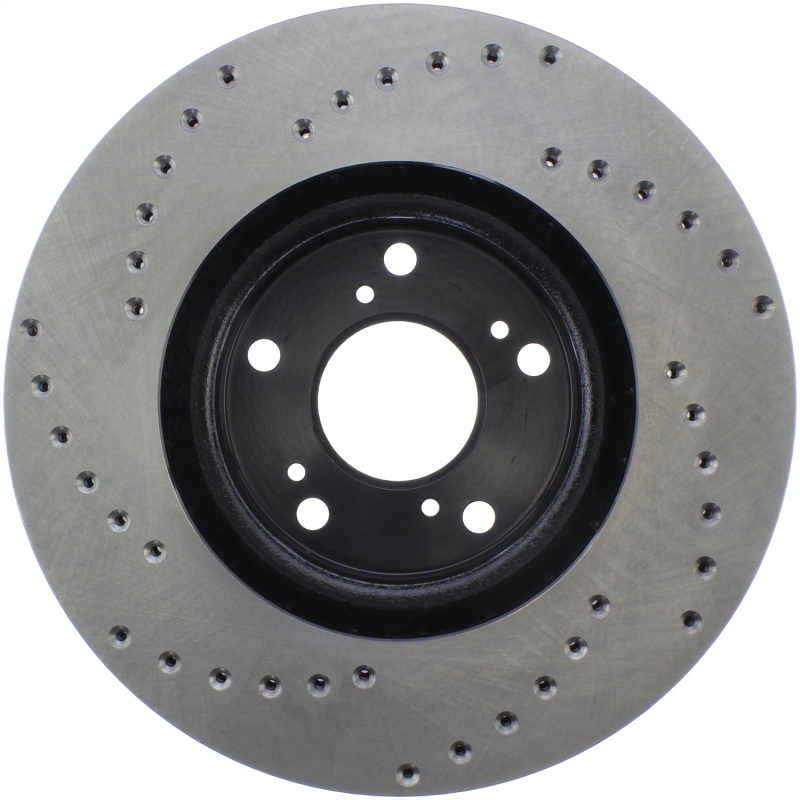 Honda CR-V Brake Rotor (1) - Front Left - Stoptech - Drilled Sport - Black - `05-`06