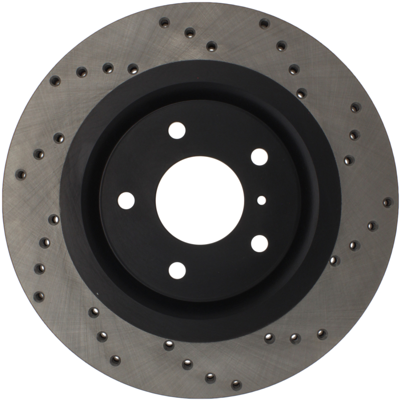 Infiniti G37 Brake Rotor (1) - Front Right - Stoptech - Drilled Sport - Black - `09-`13