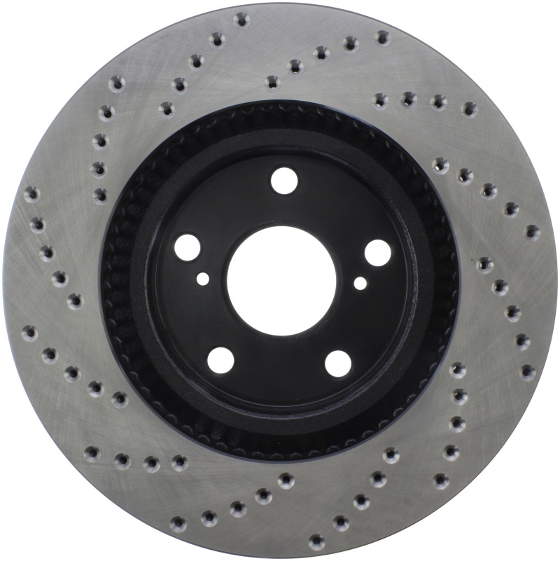 Toyota Corolla iM Brake Rotor (1) - Front Left - Stoptech - Sport Cross-Drilled - Black E-Coated - `17-`18