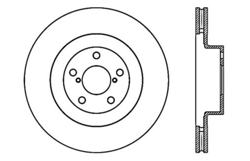 Subaru Baja Brake Rotor (1) - Front Right - Stoptech - Drilled - Black - `03-`06