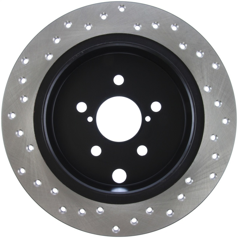 Subaru XV Crosstrek Brake Rotor (1) - Rear Left - Stoptech - Drilled Sport - Black E-Coated - `13-`15