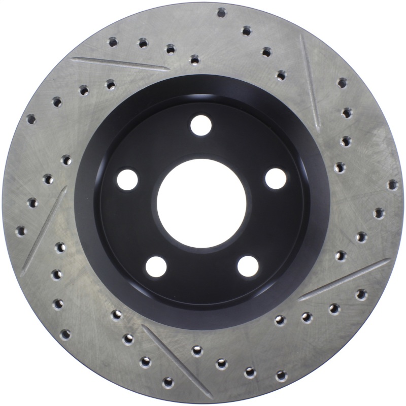 Jeep Wrangler Brake Rotor (1) - Front Right - Stoptech - Sport Cross-Drilled - Black E-Coated - `07-`13 Jeep Wrangler Brake Rotor (1) - Front Right - Stoptech - Sport Cross-Drilled - Black E-Coated - `07-`13