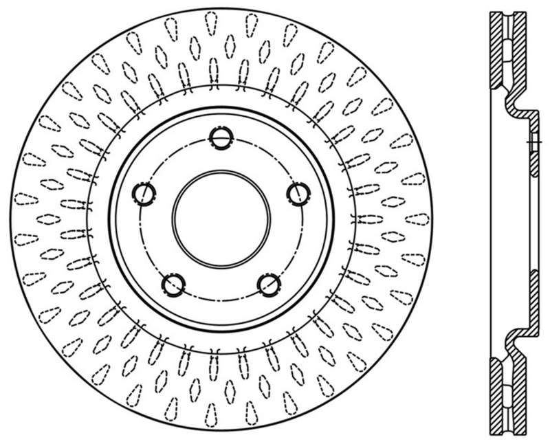 Ram C/V Brake Rotor (1) - Front Right - Stoptech - Drilled Sport - Black - `12-`15
