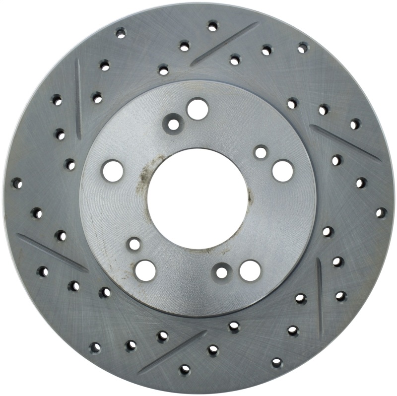 Honda CR-Z Brake Rotors (1) - Front Right - Stoptech - Slotted and Drilled - Black - `11-`15
