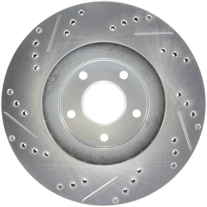 Infiniti G37 Brake Rotor (1) - Front Left - Stoptech - Drilled and Slotted - Black - `09-`13