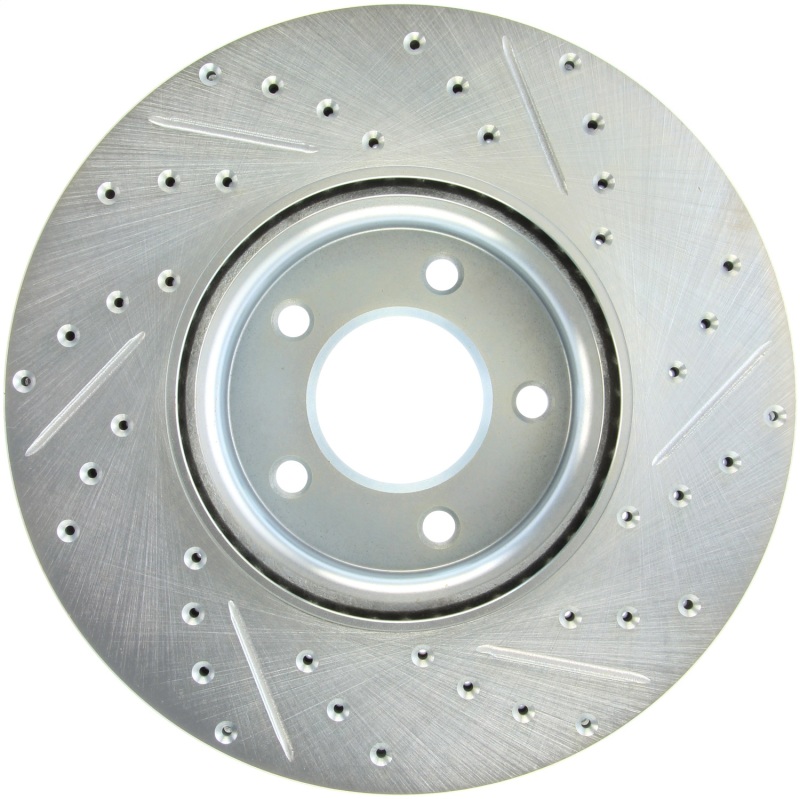 Mazda 3 Brake Rotor (1) - Front Right - Stoptech - Slotted & Drilled Sport - Black E-coating - `07-`13