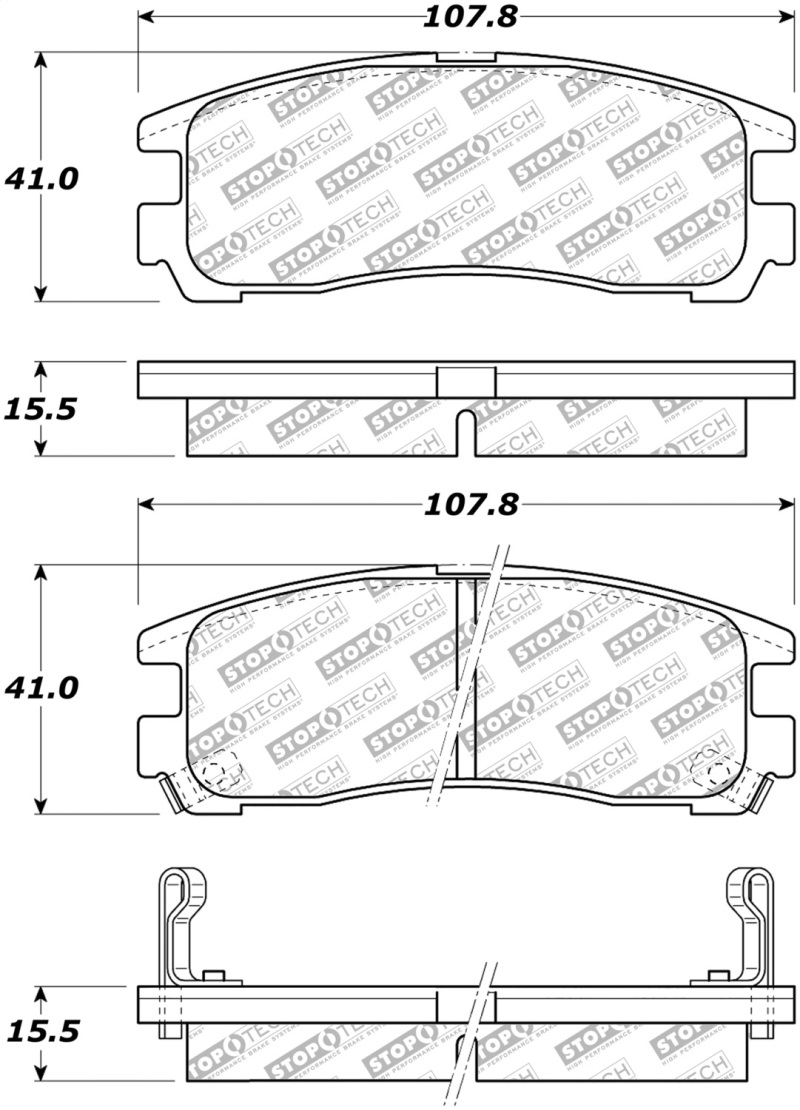 Chrysler Sebring Brake Pads - Rear - Stoptech - Street Select - `95-`05 Chrysler Sebring Brake Pads - Rear - Stoptech - Street Select - `95-`05