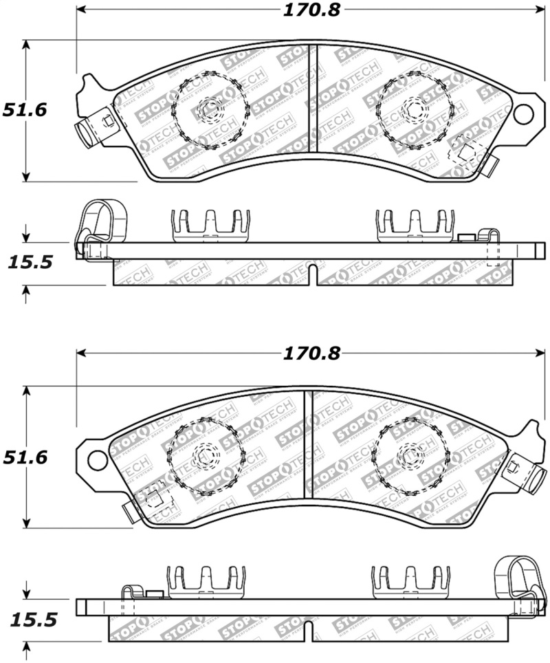 Ford Mustang Brake Pads - Rear - Stoptech - Street Select - `94-`04