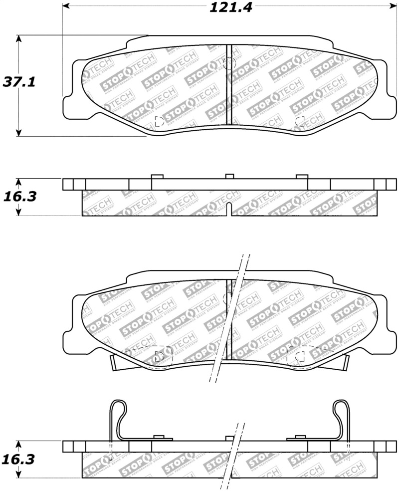 Cadillac XLR Brake Pads - Rear - Stoptech - Street Select - `04-`09 Cadillac XLR Brake Pads - Rear - Stoptech - Street Select - `04-`09