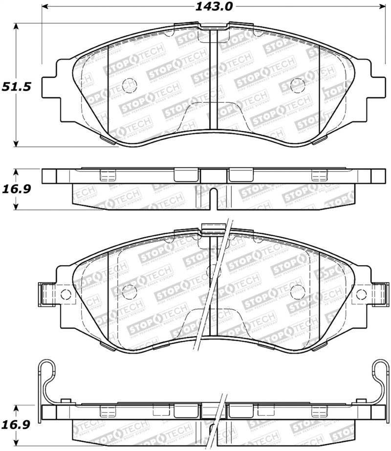 Pontiac G3 Wave Brake Pads - Front - Stoptech - Street Select - 2009