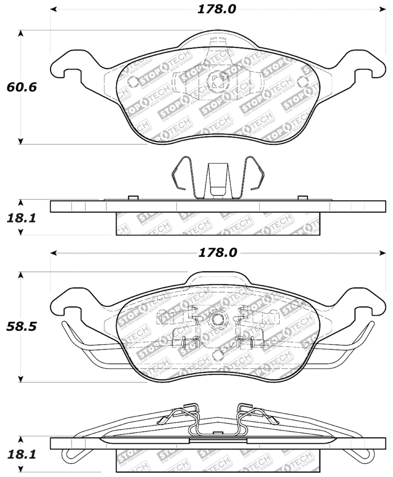 Ford Focus Brake Pads - Front - Stoptech - Street Select - `00-`04 Ford Focus Brake Pads - Front - Stoptech - Street Select - `00-`04