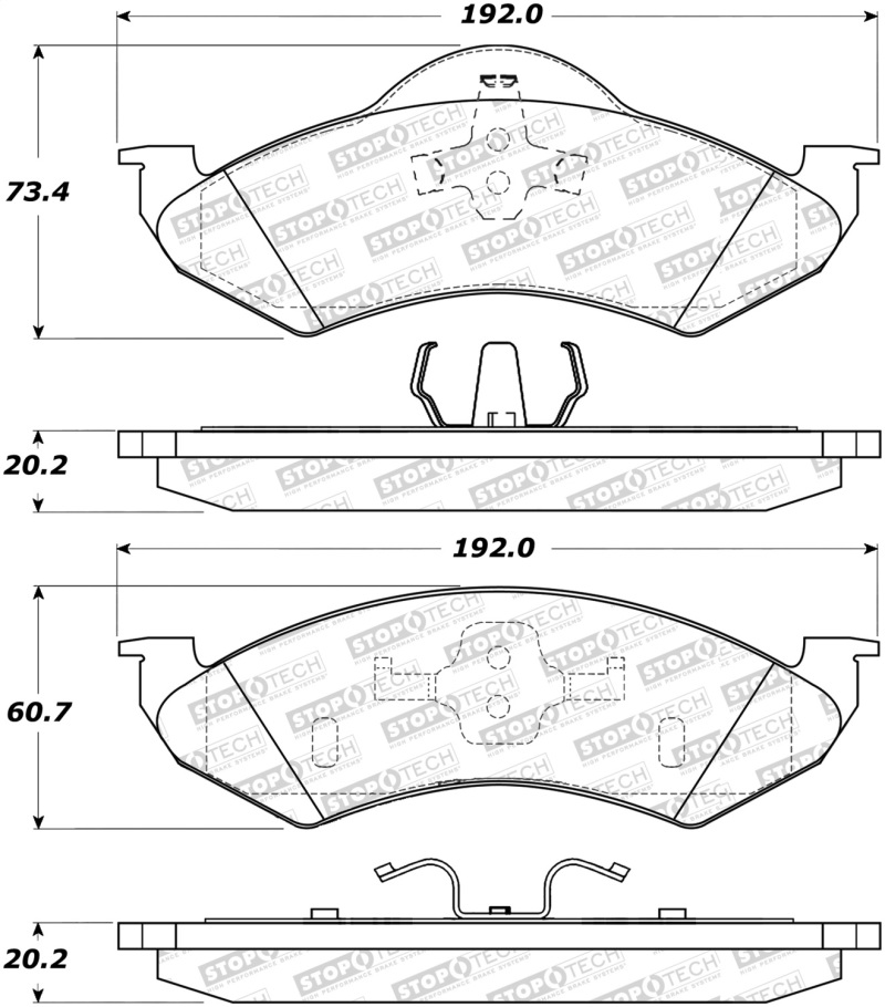 Dodge Dakota Brake Pads - Stoptech - Street Select - `00-`02 Dodge Dakota Brake Pads - Stoptech - Street Select - `00-`02