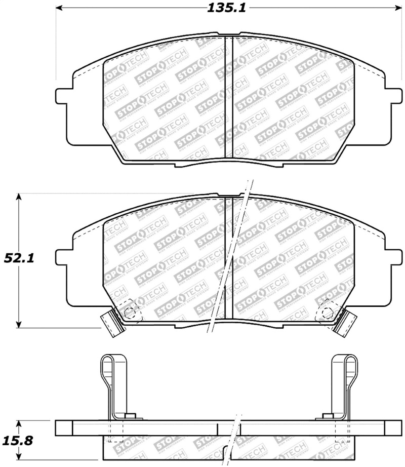 Acura CSX Brake Pads - Front - Stoptech - Street Select - `07-`11