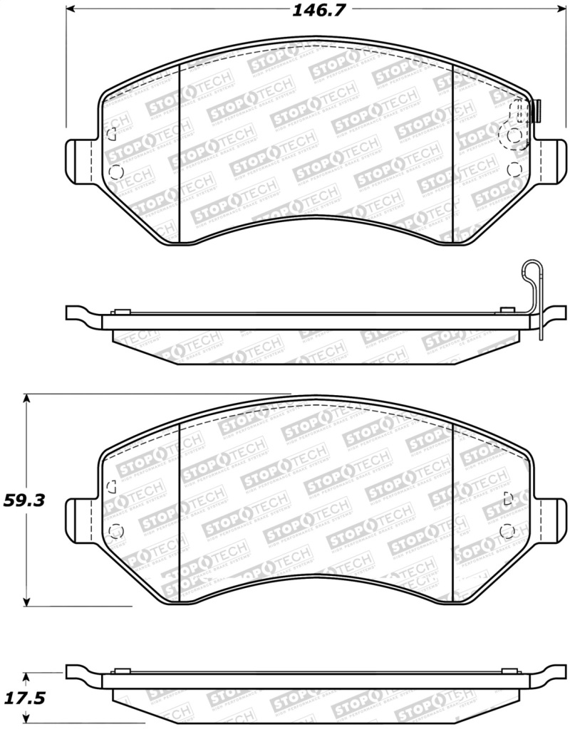 Chrysler Town & Country Brake Pads - Stoptech - Street Select - `03-`07 Chrysler Town & Country Brake Pads - Stoptech - Street Select - `03-`07