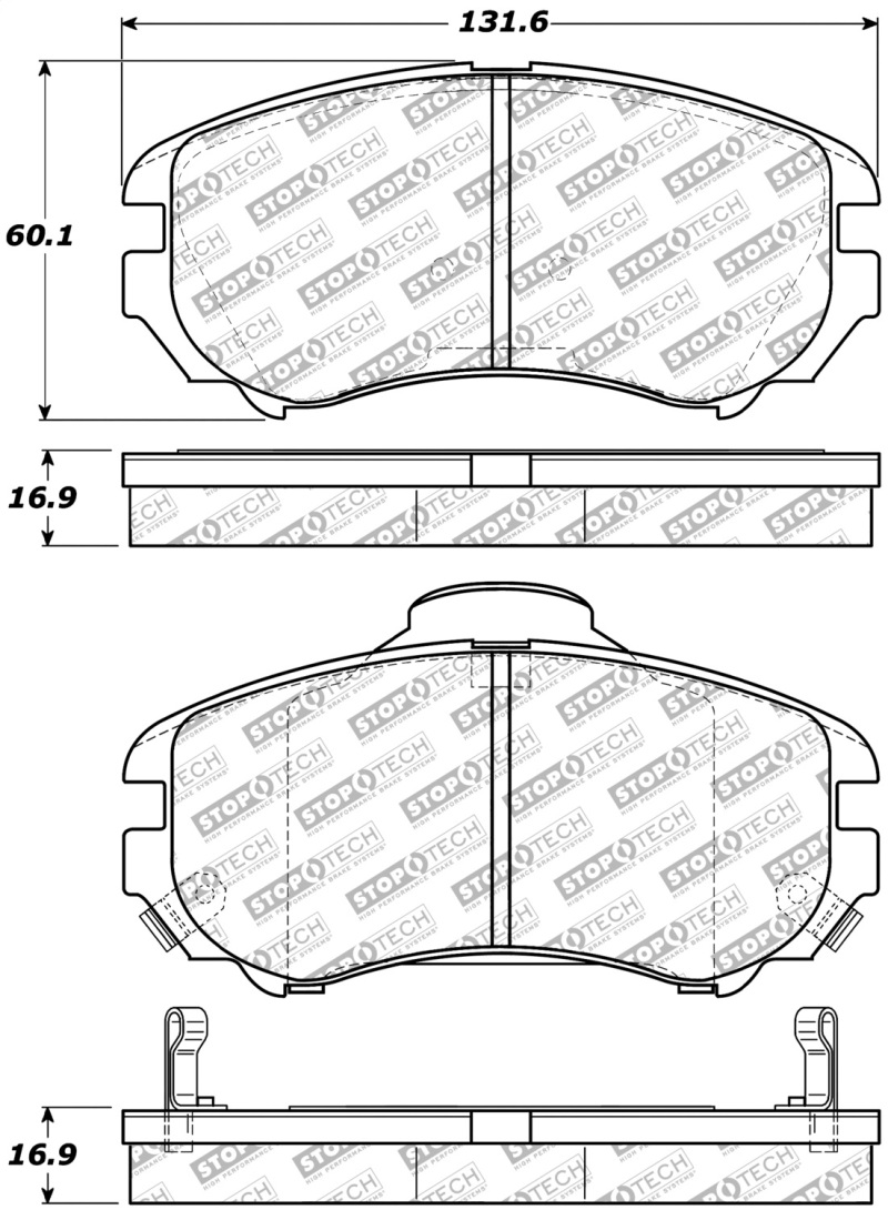 Kia Sportage Brake Pads - Front - Stoptech - Street Select - `05-`10 Kia Sportage Brake Pads - Front - Stoptech - Street Select - `05-`10
