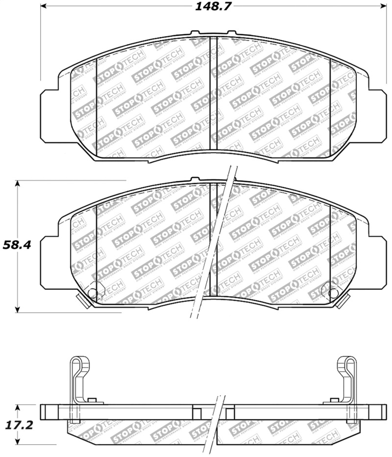 Acura CSX Brake Pads - Front - Stoptech - Street Select - `06-`11 Acura CSX Brake Pads - Front - Stoptech - Street Select - `06-`11
