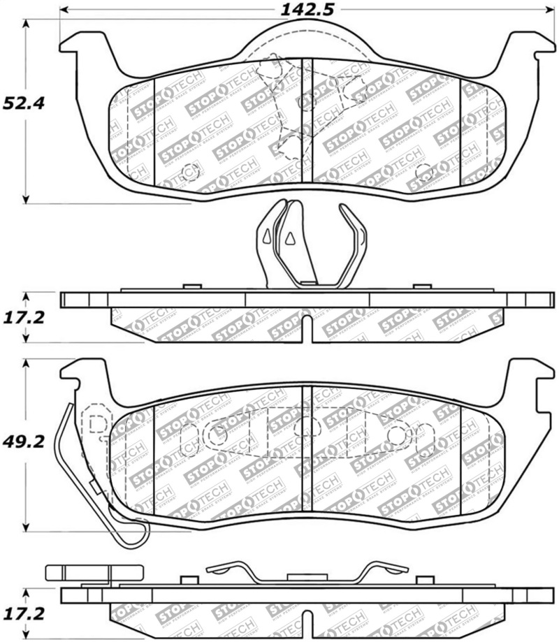 Jeep Commander Brake Pads - Rear - Stoptech - Street Select with Hardware - `06-`10 Jeep Commander Brake Pads - Rear - Stoptech - Street Select with Hardware - `06-`10