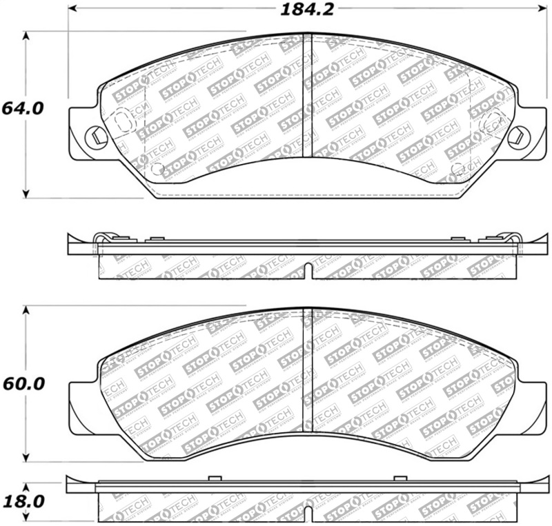 Chevrolet Avalanche Brake Pads - Front - Stoptech - Street Select - 2007 Chevrolet Avalanche Brake Pads - Front - Stoptech - Street Select - 2007
