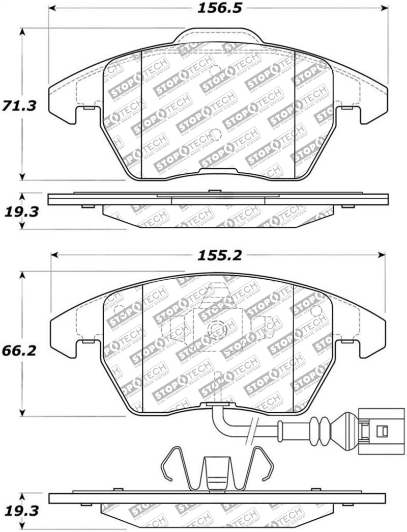 Volkswagen Caddy Brake Pads - Front - Stoptech - Street Select - `14-`19