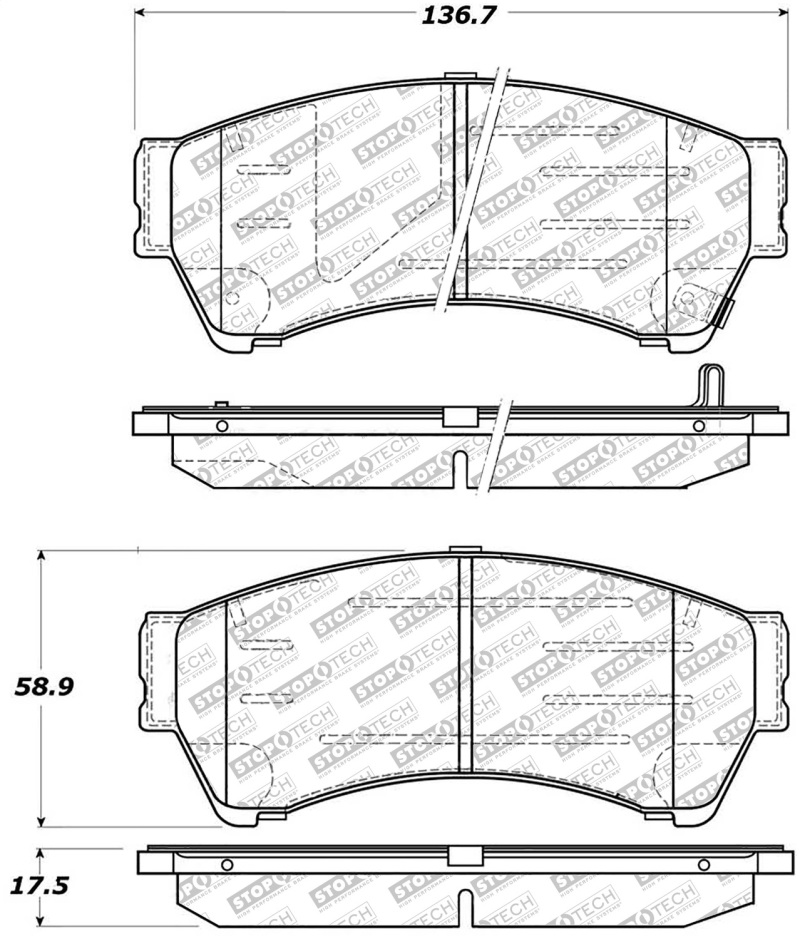 Lincoln MKZ Brake Pads - Rear - Stoptech - Street Select - `07-`12 Lincoln MKZ Brake Pads - Rear - Stoptech - Street Select - `07-`12
