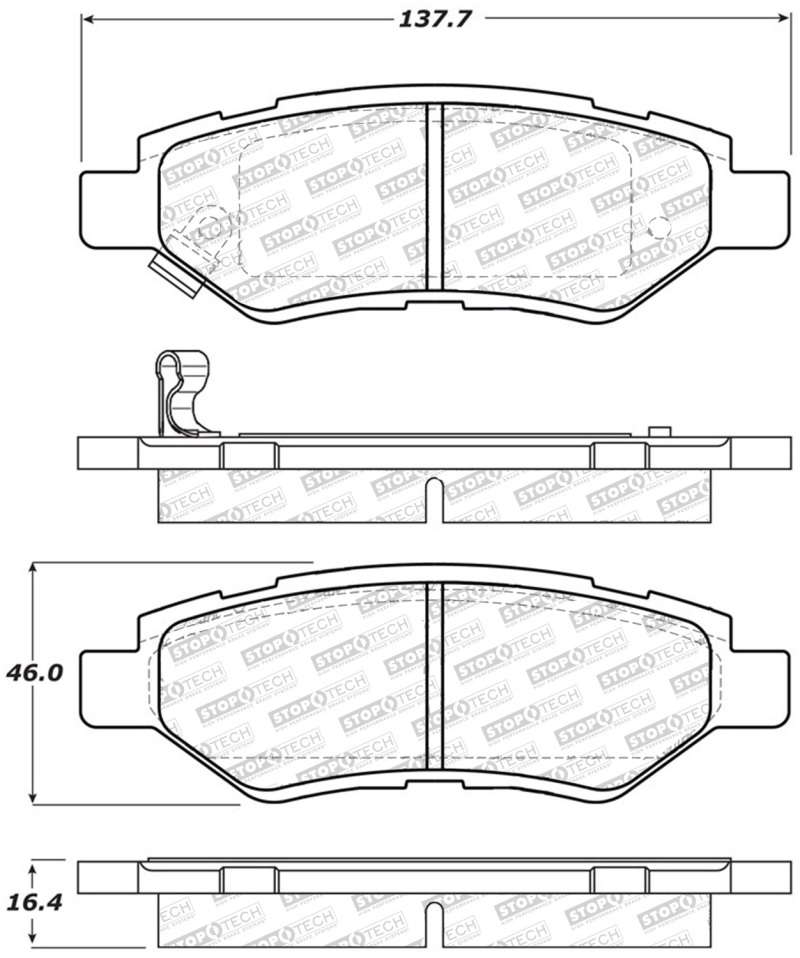 Cadillac SRX Brake Pads - Rear - Stoptech - Street Select - `10-`16 Cadillac SRX Brake Pads - Rear - Stoptech - Street Select - `10-`16