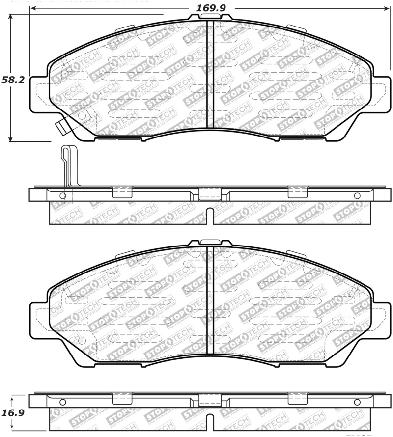 Acura MDX Brake Pads - Front - Stoptech - Street Select - `07-`20 Acura MDX Brake Pads - Front - Stoptech - Street Select - `07-`20
