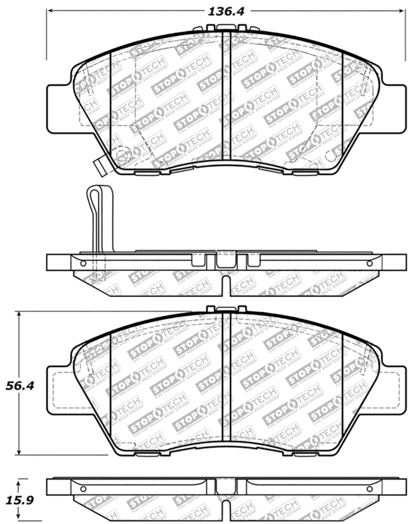 Honda Fit Brake Pads - Front - Stoptech - Street Select - `09-`20 Honda Fit Brake Pads - Front - Stoptech - Street Select - `09-`20