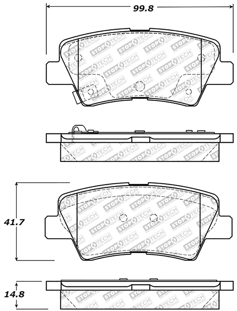 Kia Soul EV Brake Pads - Rear - Stoptech - Select - `15-`16